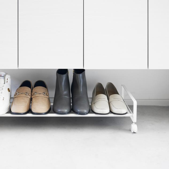 Actual product image Yamazaki TOWER shoe rack with castors