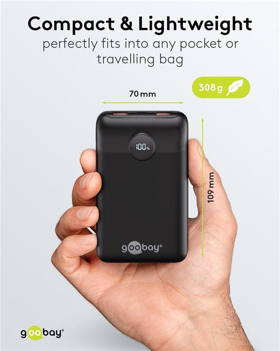 Actual product image Goobay Powerbank compact 20,000 mAh (20 mAh, 22.50 W, 77 Wh)