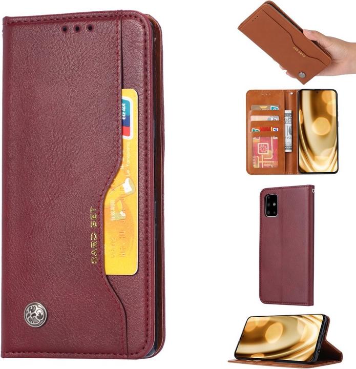 Actual product image Cover-Discount Galaxy A51 - Case Flip Case with many card slots wine red