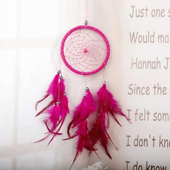 Image du produit Cover-Discount Attrape-rêves Dreamcatcher Deko perles roses (30 x 15 cm)