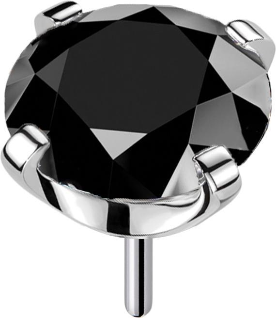 Star Piercing Threadless silber mit Kristall schwarz gefasst (ohne Messing, Titan G23)
