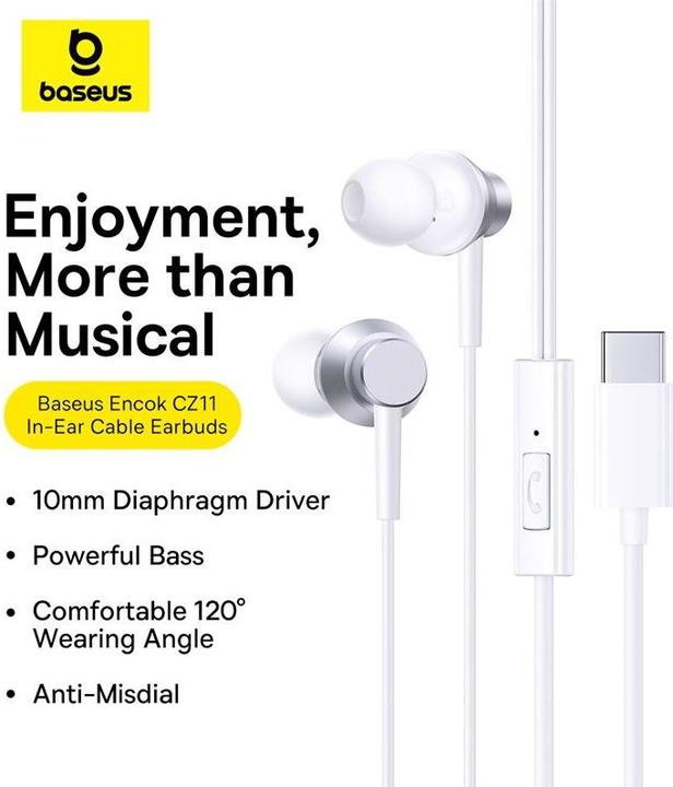 Image du produit Baseus Casque Encok CZ11 (blanc) (Filaire)