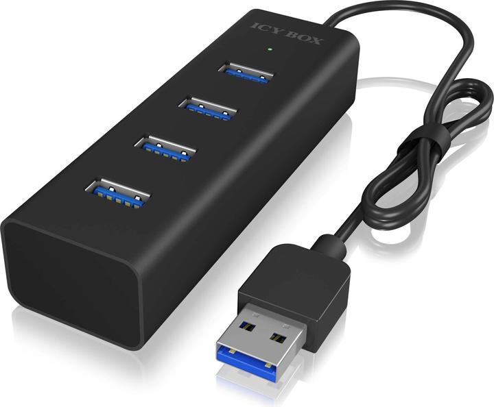 Icy Box ICYBOX IB-HUB1409-U3 4x Port USB 3.0 Hub, Schwarz (USB-A, 4 Ports)
