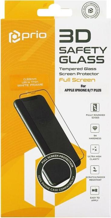 Actual product image prio 3D Screen Protector Glass for iPhone 7/8 Plus white (1 Piece, Apple iPhone 8 Plus, Apple iPhone 7 Plus)