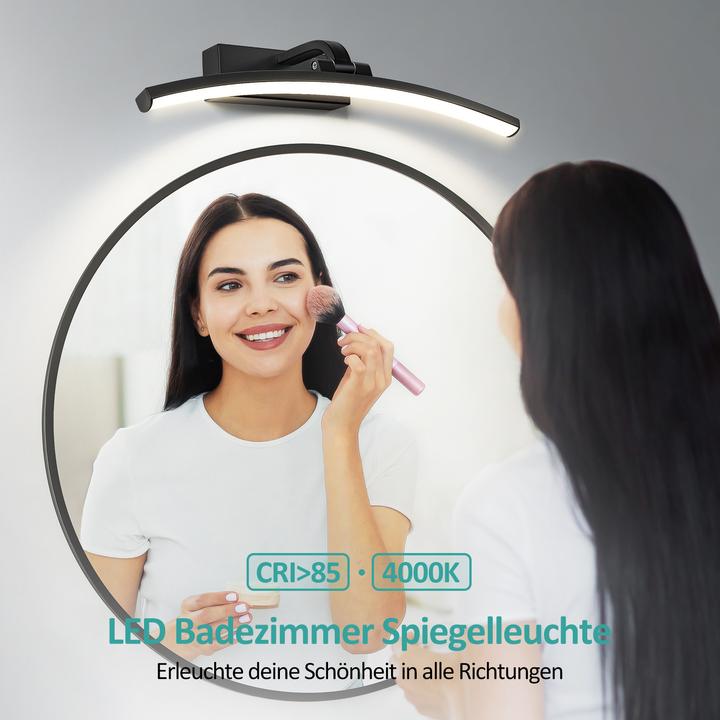 Image du produit Emke Applique pour miroir, lampe de salle de bain, 180° rotative, 4000K, 40cm, noir
