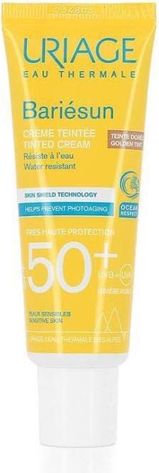 Uriage Tónovaný pleÅ¥ový krém na opalovánà SPF 50+ Bariesun Golden Tint (Tinted Cream) 50 ml (Crème solaire, SPF 50+, 50 ml, 500 g)