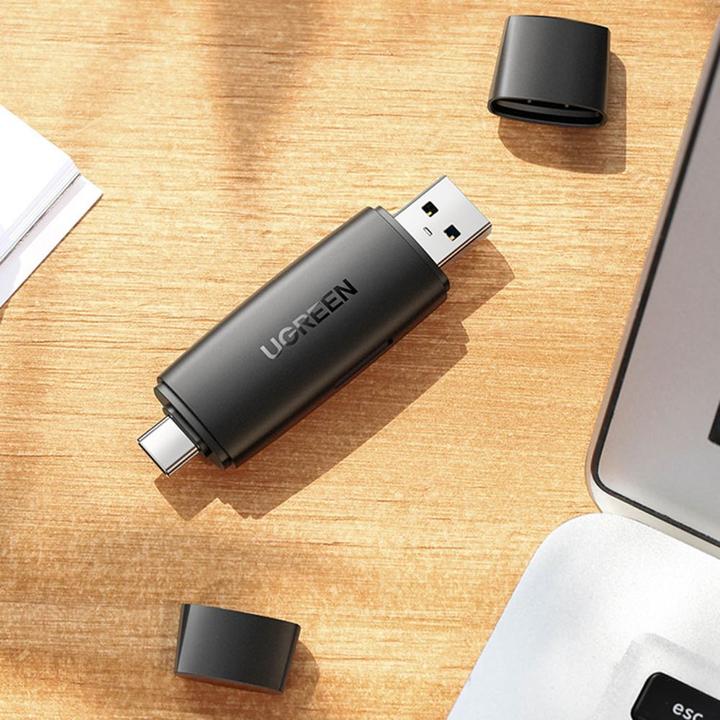 Image du produit Ugreen CM304 USB + USB-C Adapter Lecteur de cartes SD + microSD (noir) (USB-C)