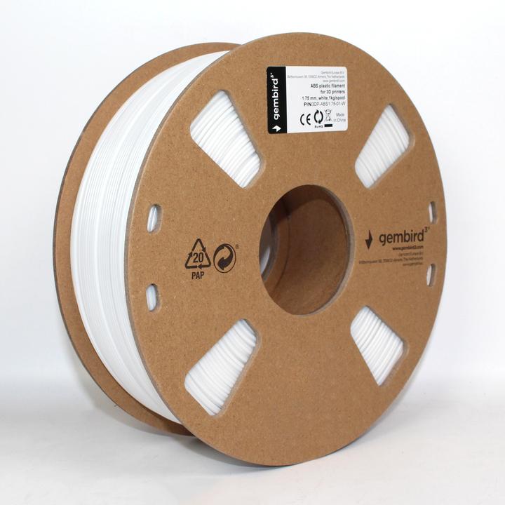 Produktbild Gembird Filamentcassette ABS Spule (ABS, 1.75 mm, 1400 g, Weiss)