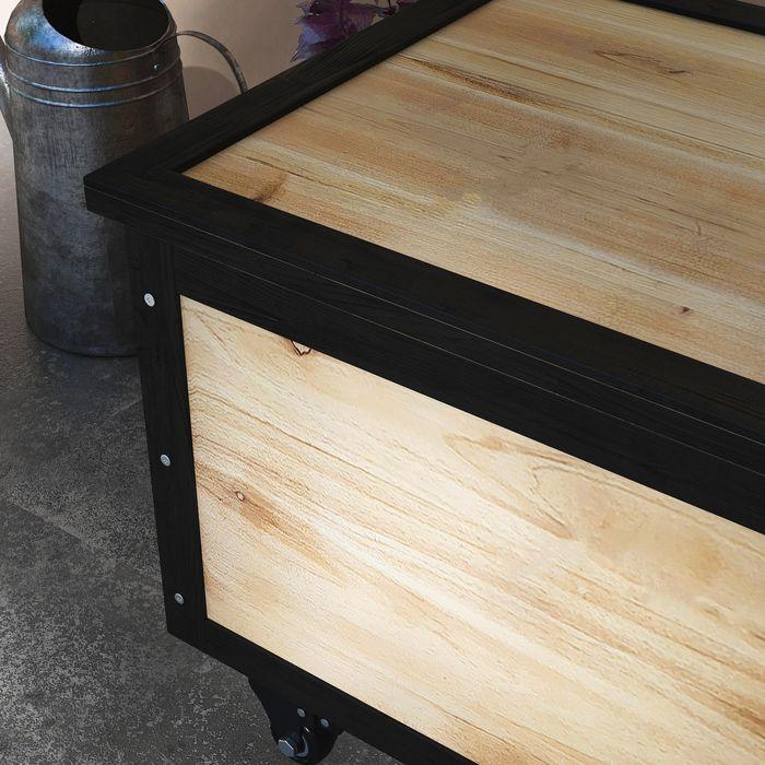 Produktbild Swisshandel24 Gartenbox Holz Auflagenbox 121L Aufbewahrungsbox mit Rollen, Wetterbeständige Aufbewahrungskiste für