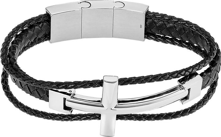 Lotus STIL-KREUZ-ARMBAND LS2379-2/1 316L EDELSTAHL, HERREN (21.50 cm, Edelstahl, Leder)
