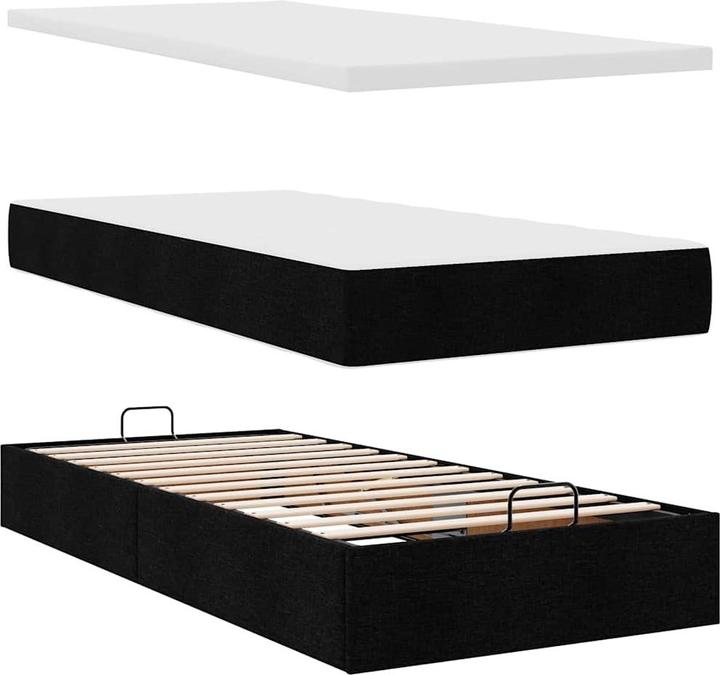 Immagine prodotto VidaXL Ottomana con materasso nero 140x200 cm in tessuto (140 x 200 cm)