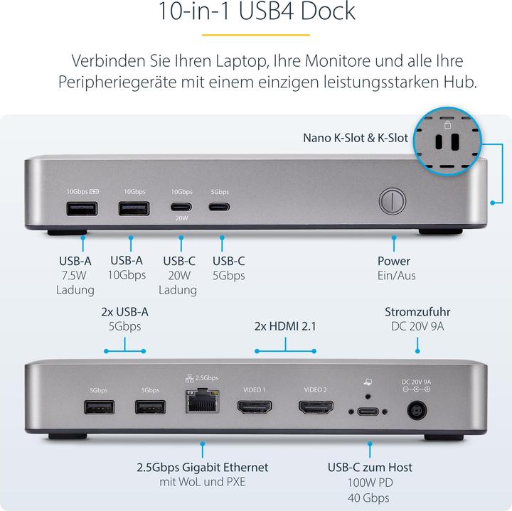 Actual product image StarTech Usb4 Docking Station Dual 4k (USB-C, 4 Ports)