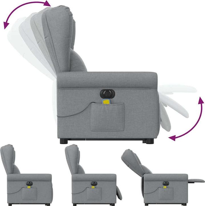 Produktbild VidaXL Elektrischer Massagesessel mit Aufstehhilfe Hellgrau Stoff