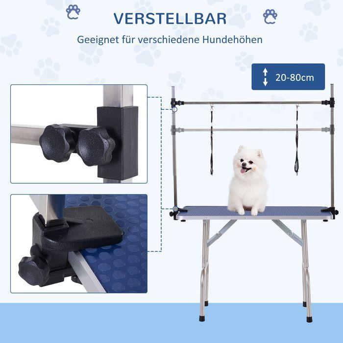 Image du produit Swisshandel24 Table de toilettage Table de tonte avec panier inférieur pour chiens réglable en hauteur pliable (Chien)