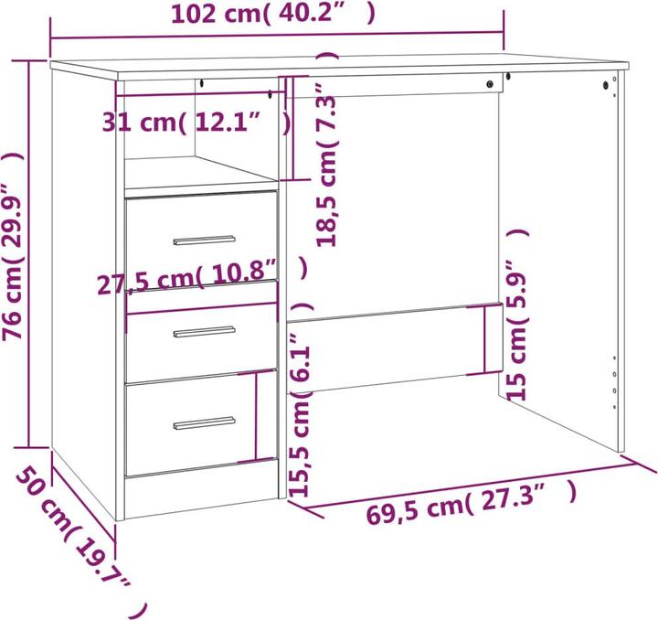 Actual product image VidaXL Lalu (102 x 50 x 76 cm)