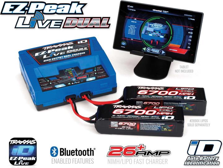 Produktbild Traxxas LIVE EZ-Dual Plus-Lader 2973G + 2x 4S Lipo 6700mAh 2890X EU-Version / 8S