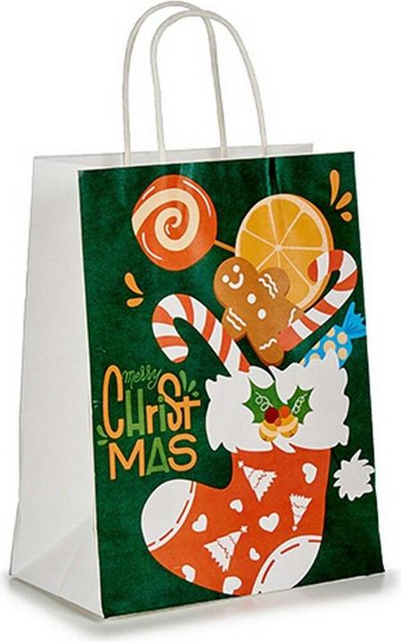 Produktbild Krist+ Papiertaschen Weihnachtsstrumpf grün (12 Stück) (Geschenktüte, 12 x)