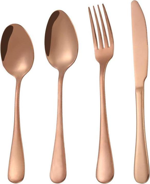 JTI Besteckset aus Edelstahl, 4-teilig - Roségold (4 Stück, Besteck Set)