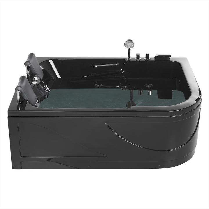 Image du produit Beliani Baignoire à hydromassage noire modèle d'angle avec LED 170 x 119 cm droite BAYAMO (318 l, 112 cm, 81 cm)