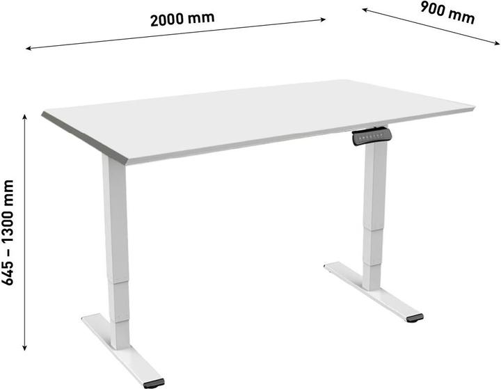 Image du produit Contini Table RAL 9016 2.0 x 0.9 m Blanc avec plateau gris (200 x 90 x 130 cm)