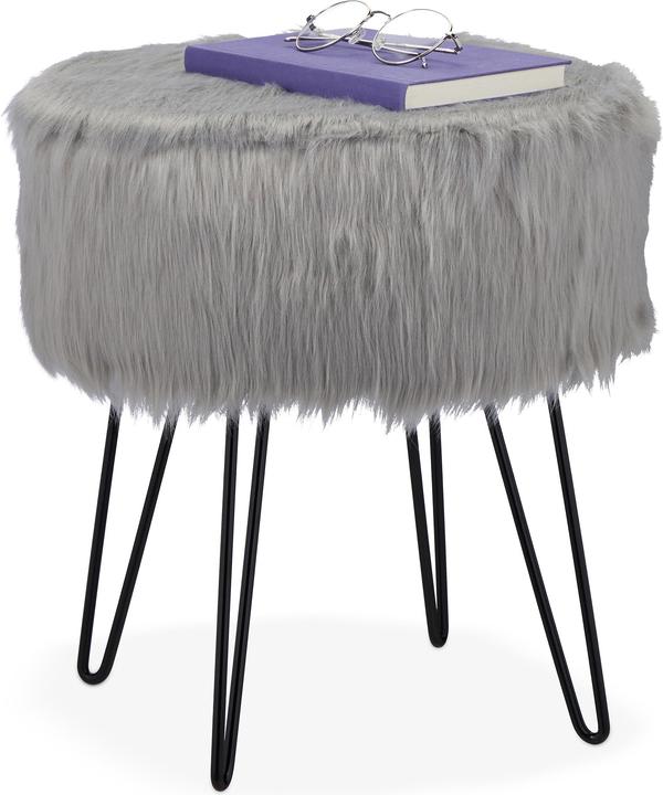 Relaxdays Tabouret en fourrure