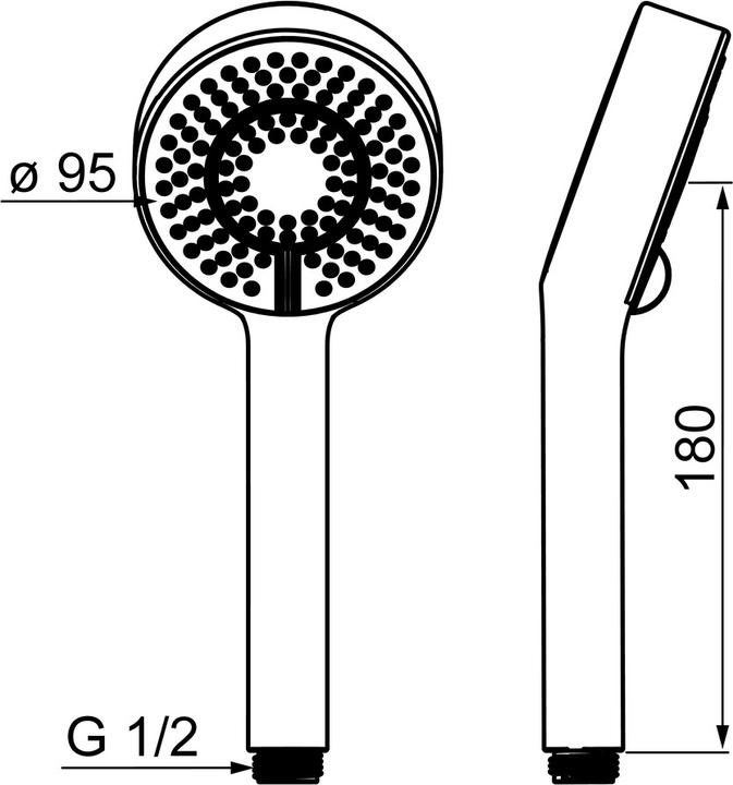 Actual product image Hansa Hansabasicjet hand shower, anti-calc technology, diameter 95 mm, eco flow, 3-jet, 44630300 (3 Beam types, 18 l/min)