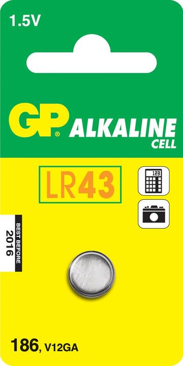 Actual product image GP Batteries GP Button cell Alkaline LR43 1.5V, 1pc (1 pcs., LR43, 70 mAh)