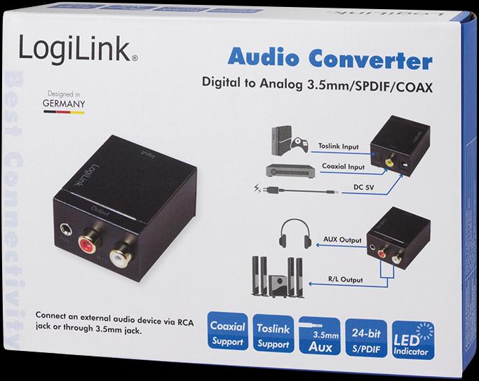 Produktbild LogiLink Koaxial und Toslink Adapter (Digital -> Analog)