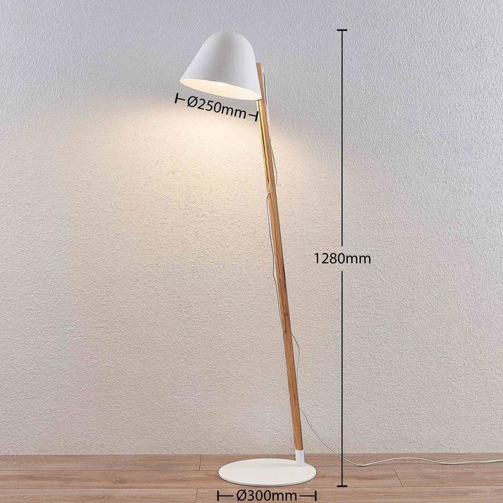 Image du produit Lindby Tetja lampadaire avec tige en bois, blanc (E27)
