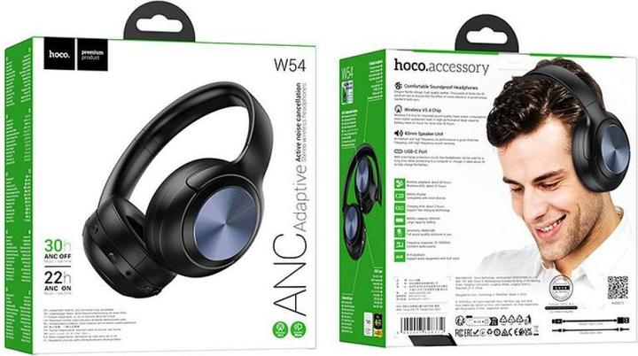 Actual product image Hoco W54 Young Headset mit ANC In-Ear Wireless Bluetooth Schwarz (ANC, 22 h, Wireless)