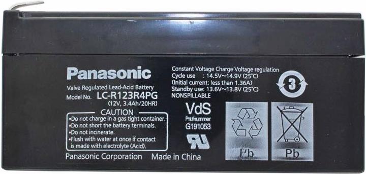 Produktbild Panasonic Akku LC-R123R4PG Akku 12 Volt 3,4Ah mit Faston F1-Anschluss 4,8mm Steckkontakten (12 V)