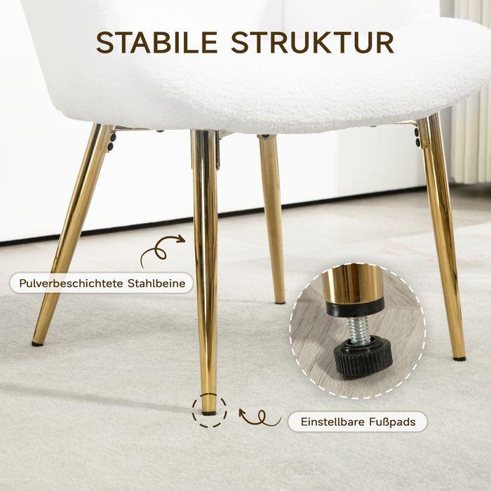 Produktbild Swisshandel24 Ohrensessel mit Hocker, Sessel mit Sherpa-Bezug, Hohe Rückenlehne, Weiss