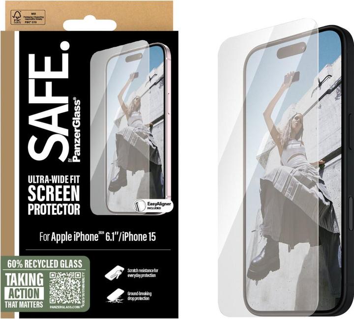 Image du produit PanzerGlass SAFE. (1 pièce(s), Apple iPhone 16, Apple iPhone 15)