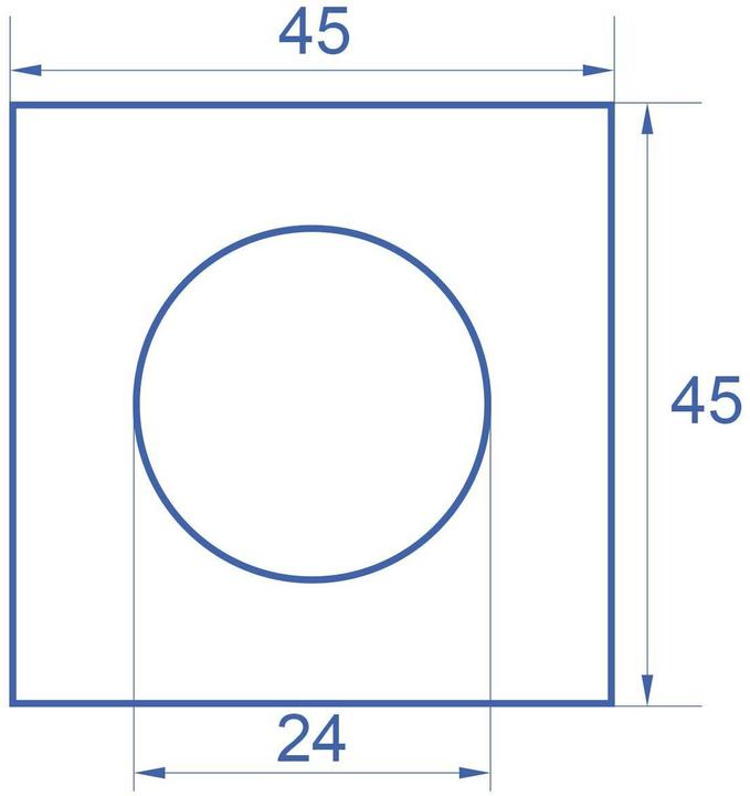 Produktbild Delock Easy 45 Modulblende Loch-Ausschnitt Ø 24 mm, 45 x 45 mm 5 Stück schwarz
