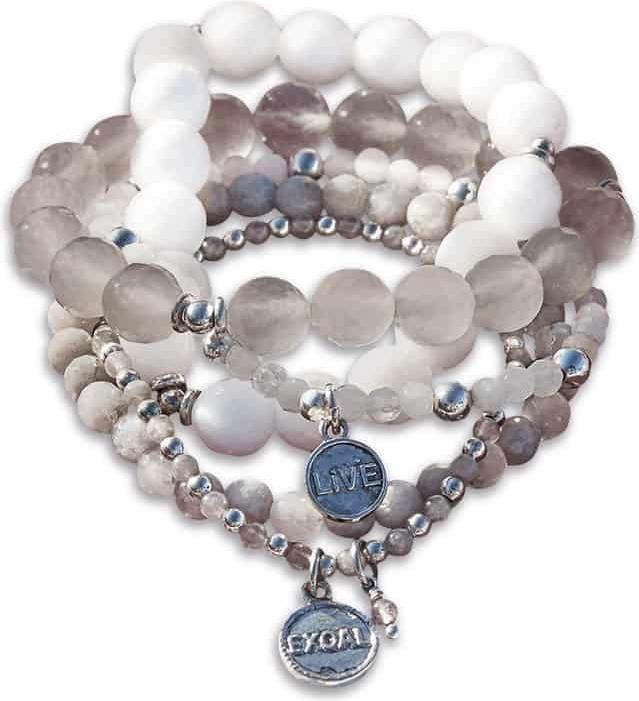Image du produit Loberon Bracelet Chaim blanc/gris (6 cm, Jade, Laiton)