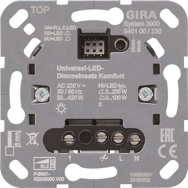 Produktbild Gira System 3000 Universal LED 540100 Komfort Dimmeinsatz