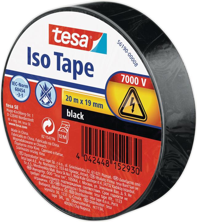 Image du produit tesa Ruban isolant électrique, ruban adhésif résistant à la chaleur pour isoler, réparer & regrouper (19 mm)
