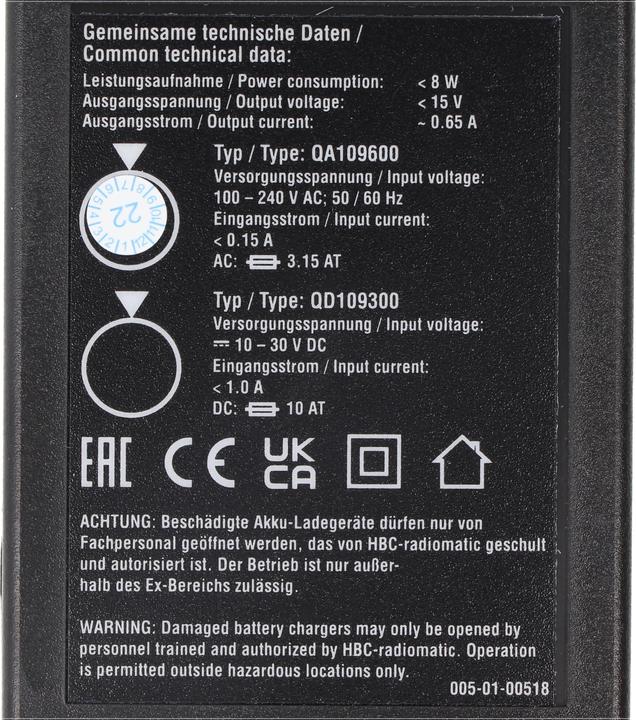 Actual product image HBC Radiomatic Original-Ladegerät HBC QA109600 für HBC FUB03, FUB05, FUB9NM