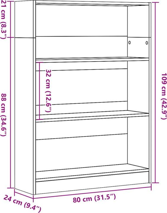 Produktbild VidaXL Bücherregal (80 x 24 x 109 cm)