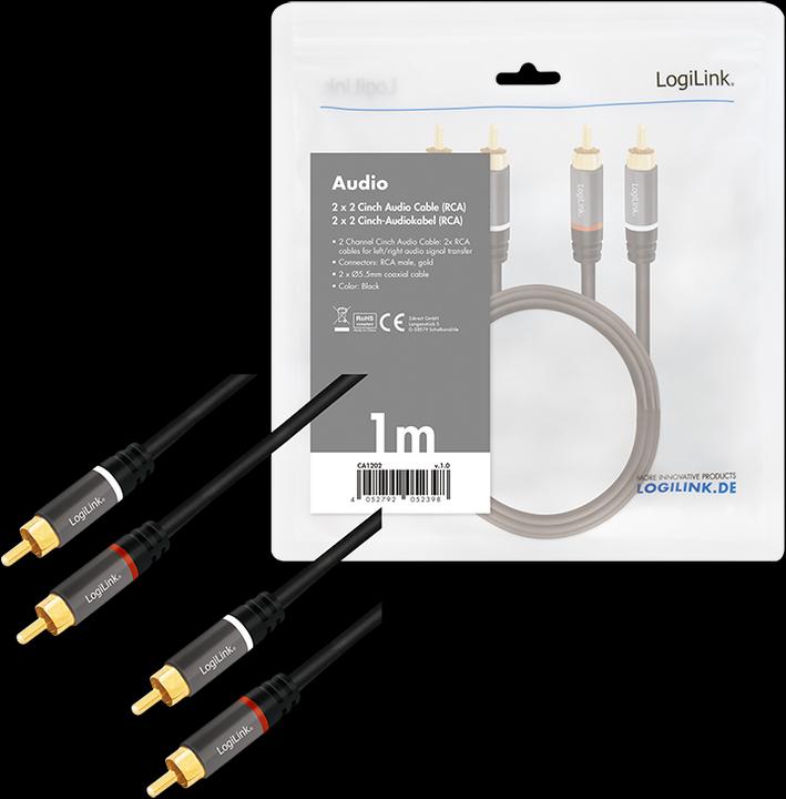 Produktbild LogiLink 2xCinch – 2xCinch (1 m, 3.5mm Klinke (AUX))