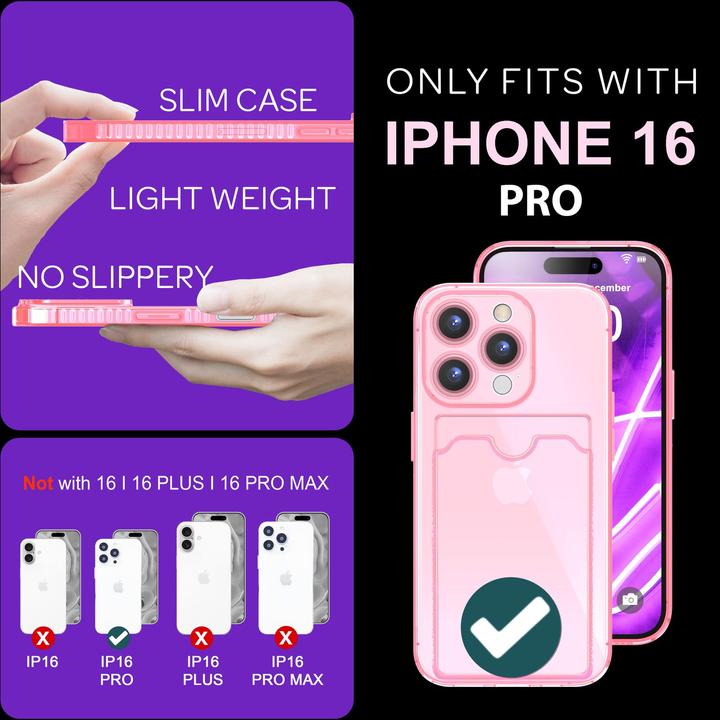 Actual product image Nalia Clear transparent neon silicone cover card holder (Apple iPhone 16 Pro)