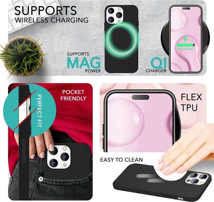 Actual product image Nalia Liquid silicone case with MagSafe function & 2x display protection glass (Apple iPhone 14 Pro)