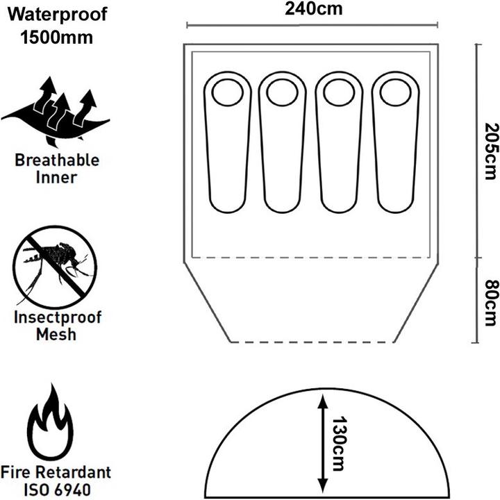 Actual product image Trespass GHABHAR - double-walled 4-person tent (Awning, 4.20 kg, 4 persons)