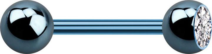 Produktbild Star Piercing Barbell hellblau mit Kugel und Kugel Kristall silber (ohne Messing, Titan G23)