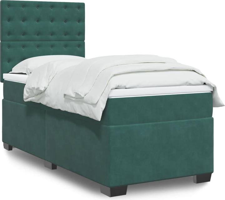 Immagine prodotto VidaXL Letto a molle Letto imbottito con materasso verde scuro 140x200cm in velluto (140 x 200 cm, 140 x 200 cm)