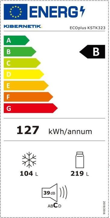 Energie-Label Kibernetik Kühl-Gefrierkombination ECOplus KSTK323 No Frost (323 l)
