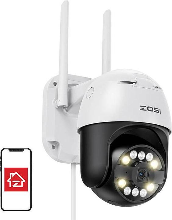 Image du produit Zosi Caméra IP d'extérieur C296 WiFi Pan Tilt 8MP Dual IP66 avec carte microSD de 32 Go (2880 x 1620 Pixels)