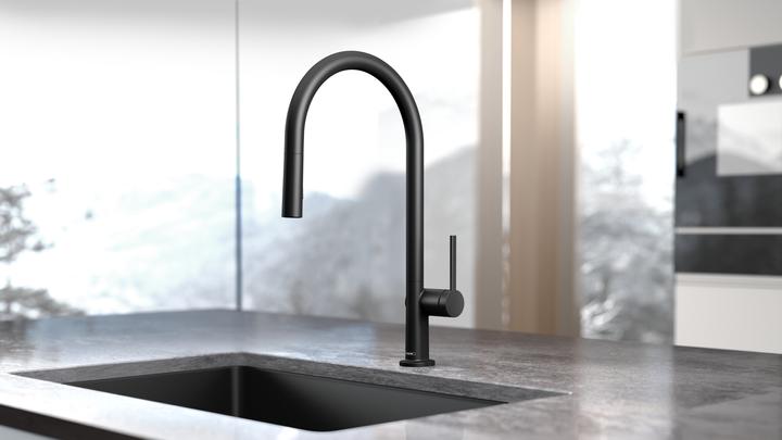 Productafbeelding hansgrohe HG ééngreeps wastafelmengkraan 210 TALIS M uittrekbare vuistdouche mat zwart