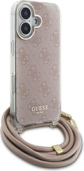 Produktbild Guess GUHCP16SHC4SEP iPhone 16 6.1" różowy/pink hardcase Crossbody Cord 4G Print