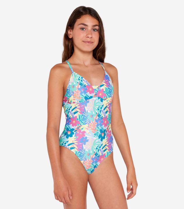 Produktbild Olaian Badeanzug Surfen Mädchen gekreuzte Träger 500 Caly grün (12, 13, 14)